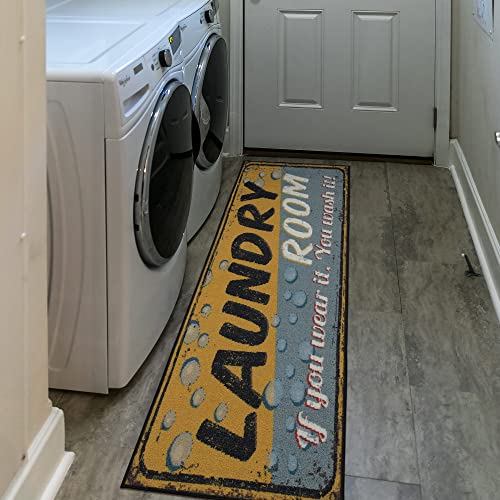 Machine Washable Bubbles Design Laundry Room Rug Non-Slip Rubberback 2x5 Laundry Runner Rug for Laundry Room, Bathroom, Washroom, 20
