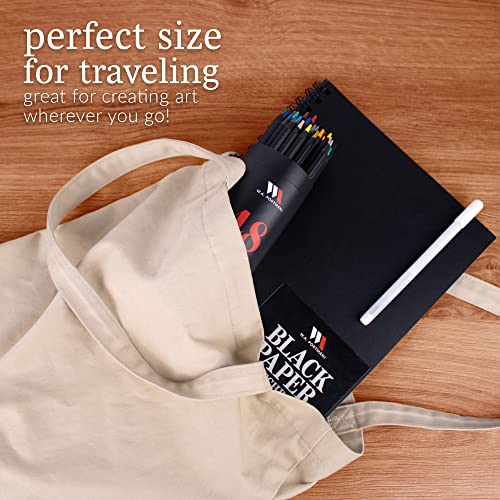 Wa Portman Black Paper Sketchbook - A4 Sketchbook With Black Drawing Paper - Black Paper Journal With Black Art Paper - 60 Page Black Paper Notebook - Black Sketchbook With Black Notebook Paper #TOP3