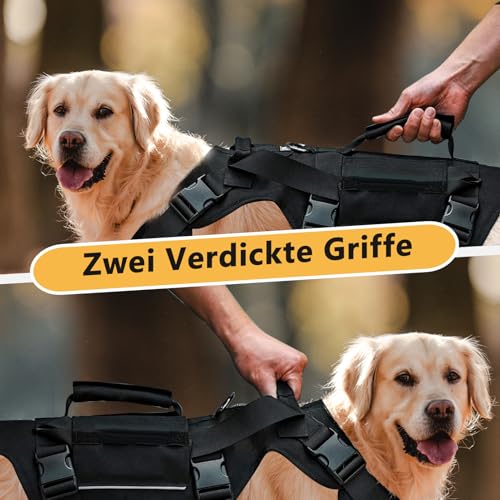 Hundegeschirr, Verstellbare Hundegeschirr Mittelgroße Hunde, Atmungsaktive Sicherheitsgeschirr Hund Mit Griffen, Abnehmbare Hunde Sicherheitsgeschirr, DREI Größen Panikgeschirr(L)