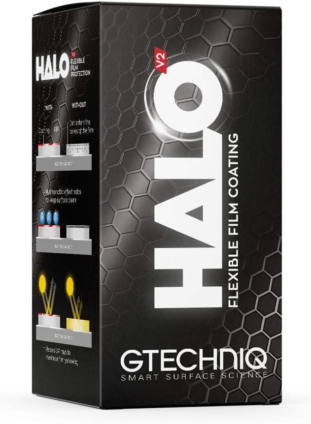 Gtechniq HaloV2 Flexible Film Coating for Cars, 50ml | Chemically-Bonding Formula Protects PPF and Vinyl, Repels Dirt, Prevents Staining, For Gloss, Matt or Satin Finishes, Lasts up to 2 Years
