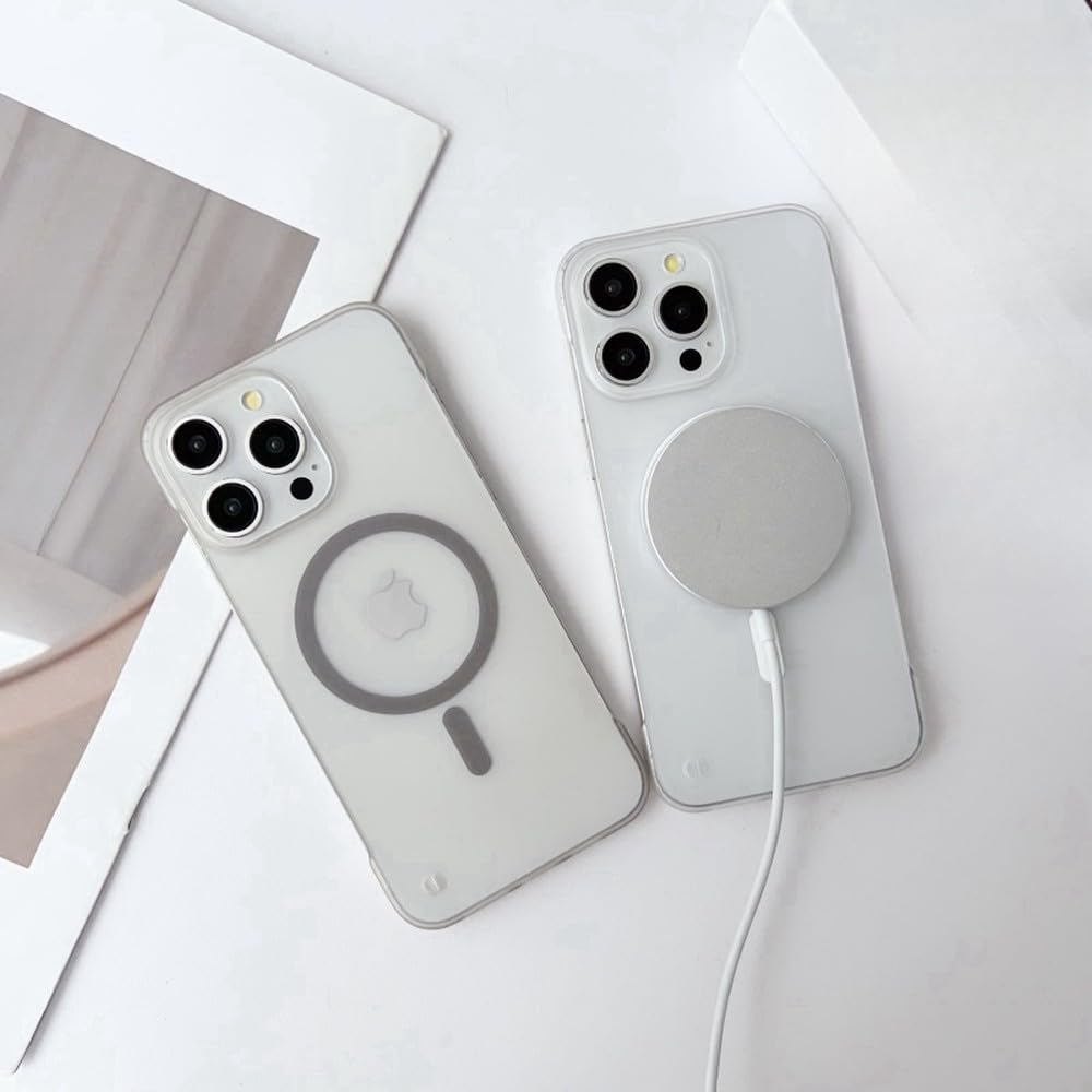 Funda Ultrafina sin Marco con Carga inalámbrica magnética translúcida para iPhone 16, 15, 14 Plus, 13, 12, 11 Pro MAX, Mate, Blanco Hielo, para iPhone 15