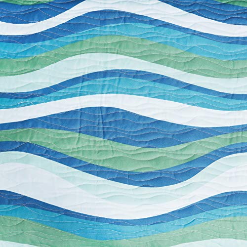 C&F Home Deep Blue Sea Waves King 3 Piece Quilt Set with 2 Shams All Season Reversible Lightweight Microfiber Summer Beach Ocean Coastal Bedspread Coverlet King 3 Piece Set Aqua - Image 5