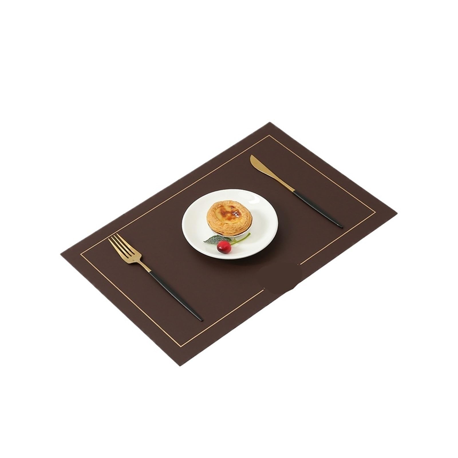 Faux Leather Placemats Set of 2/4/6 Placemat Faux Leather Rectangle Table Mat for Dining Tables Wipeable Leaf Hollow Insulation(Brown,RECTANGULAR_4PCS)
