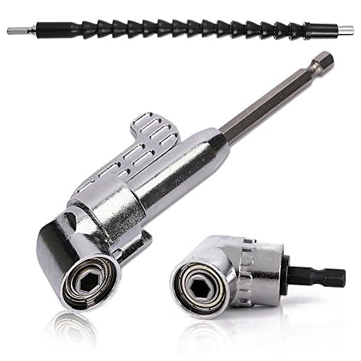 QISF 2 teilig 105° Winkelschrauber Vorsatz Adapter （1teilig lang & 1teilig kurz）+ 300 mm Flexible Schaft Bits Bohrer Verlängerung mit 1/4-Zoll Schnellwechsel und Magnetischen Bit Halter