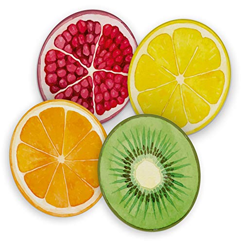 itenga Lot de 40 dessous de verre en carton I Fruits I Grenade Kiwi Orange Citron I Rond Ø 10,7 cm I Idéal comme dessous de verre pour les occasions et les célébrations