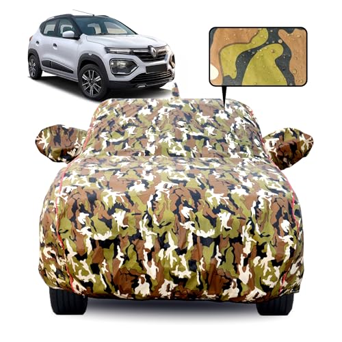 Image of Waterproof Car Body Cover for Tata Vista with Mirror Pocket, Soft Cotton Lining, Triple Stitched, Full Bottom Elastic (Heat Resistant Jungle Print with Red Piping)