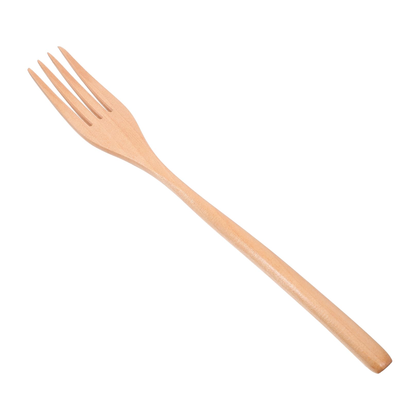 Cabilock Wooden Salad Fork with Long Handle Multi Use Kitchen Serving Utensil for Fruit and Dinner Ergonomic Wood Fork for Easy Handling for Home and Restaurant Use