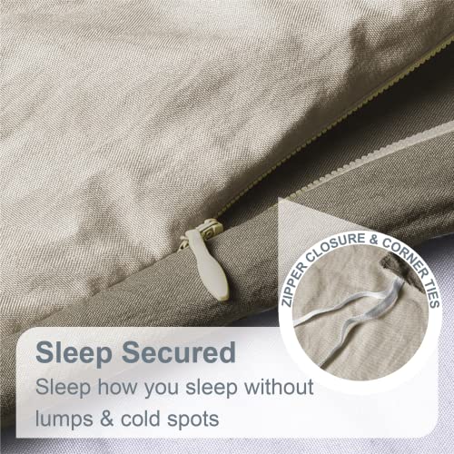 Swift Home Full/Queen Bedding Microfiber Reversible Duvet Cover & Sham Set, Prewashed Crinkle, Ultra-Soft, Lightweight & Durable – Khaki/Driftwood, Full/Queen (90”X90”) – Comforter Not Included #TOP3