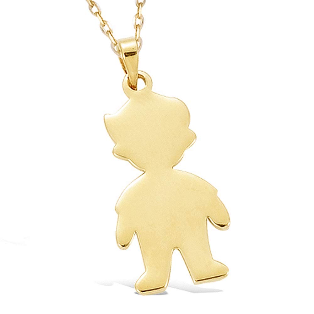 TATA GISELE Pendentif en Plaqué Or - Motif Petit Garçon Silhouette
