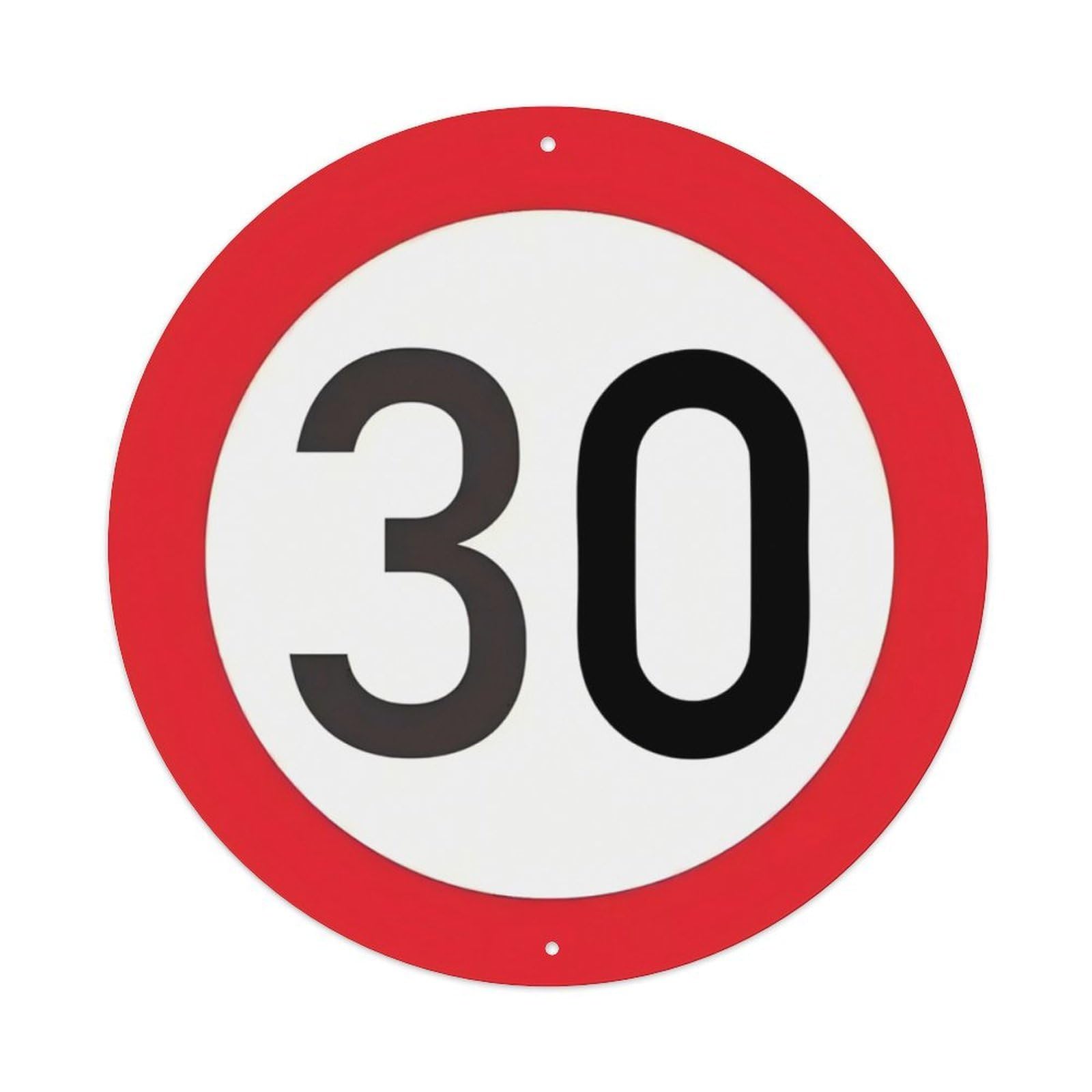 Ldfuieksufg Style Round 30 Speed Limit Traffic Sign Decor Wall Plaque Vintage Aluminium Metal Sign, Retro Wall Decor For Home, Bar, Garage & Farmhouse 20X20cm