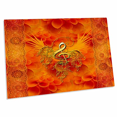 3dRose Music Clef with Flowers Soft Colors - Desk Pad Place Mats