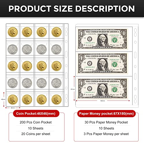 Álbum para Monedas con 200 Bolsillos y 30 para Billetes miniatura 3
