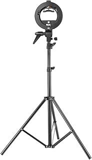 Neewer Studio Photography S-Type Speedlite Bracket Holder with Bowens Mount and 75 inches/190 Centimeters Adjustable Light Stand for Flash Snoot Softbox Beauty Dish Reflector Umbrella