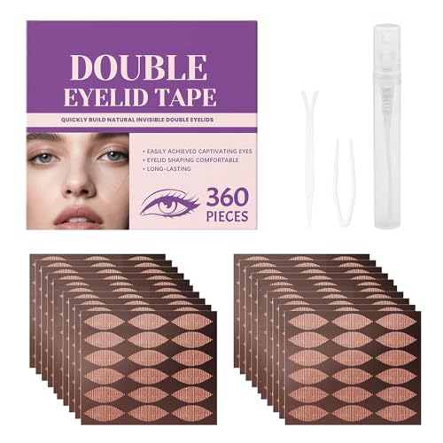 360 Pcs Double Eyelid Tape - Invisible Eyelid Lifter Strips for Hooded Droopy & Uneven Eyes Instant Waterproof Self-Adhesive Eye Lift Strips Natural Fiber Strips for Wide-Awake Look
