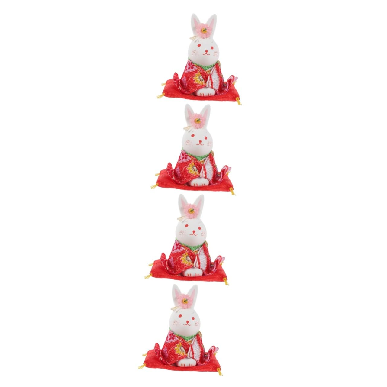 Alipis 4 Pièces Lapin Ornement Gâteau Accessoires Mini Poupées Voiture Tableau De Bord Décoration Lapins Miniatures Décoration Intérieure De Voiture Chanceux Fortune Lapin Statue