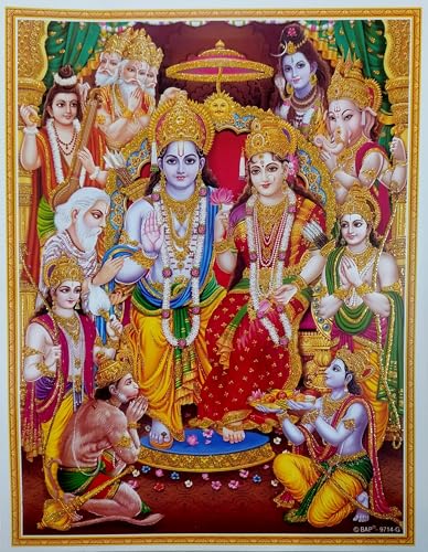 Rastogi Handicraft Best Of Indian Reprint Hindu God Poster/Picture With Unframed (Ram-Ji-Darbar-11 X9)