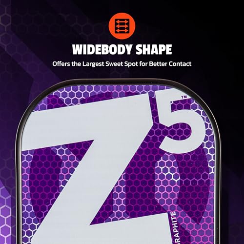 Image of Onix Graphite MOD Z5 Carbon Fiber Pickleball Paddle with Wide-Body Shape. Honeycomb Core, Graphite Face & Cushion Comfort Pickleball Paddle Grip