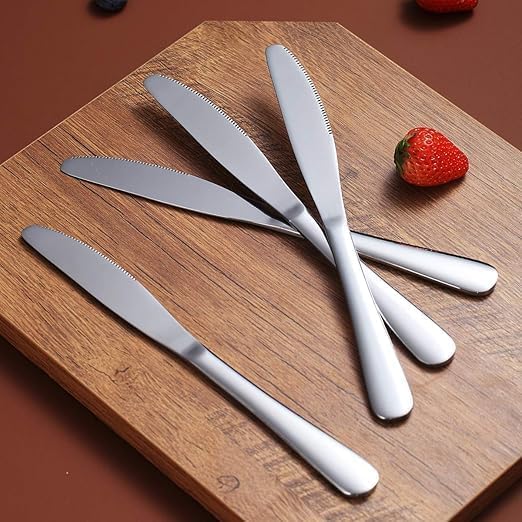 Image of Convay Stainless Steel Butter Knives Set of 12 with Pearled Edge Design | Premium Dinner Knife for Spreading Butter, Jam & Cheese | Rust-Resistant Cutlery for Home, Kitchen & Dining