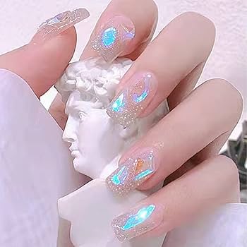 ネイルチップ ワンホン クリアストーン グラデーション オーロラ ホロ 透け感 ネイルチップ ワンホン クリアストーン グラデーション オーロラ ホロ