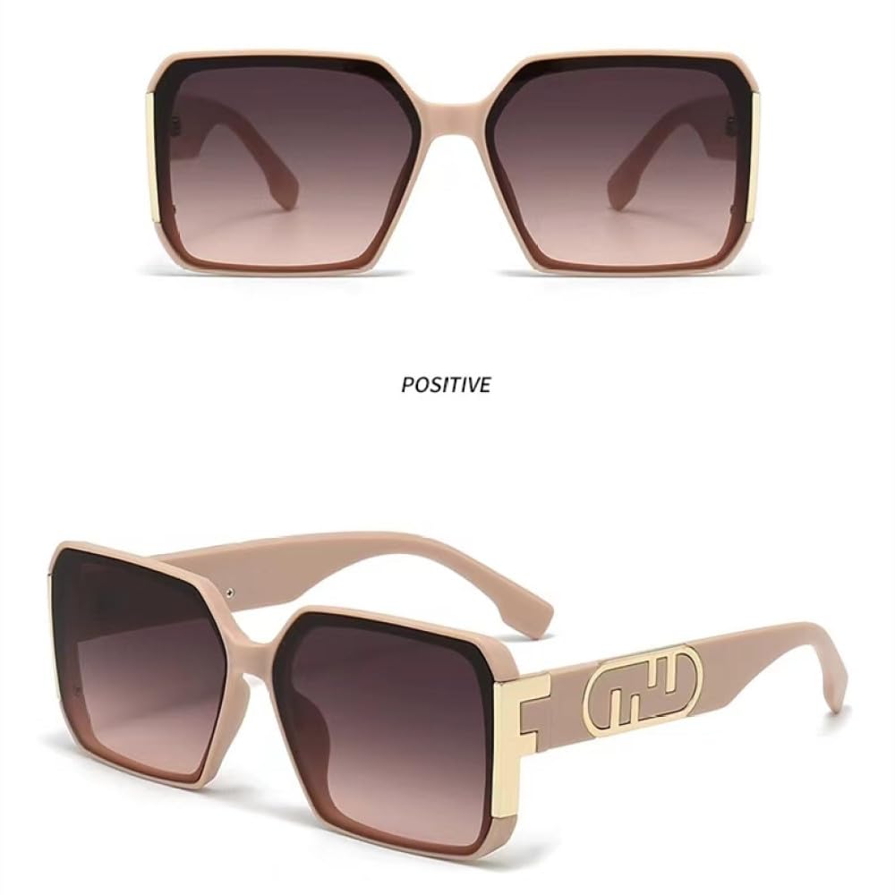 Gafas de sol cuadradas UV400 Gafas de sol de viaje retro Sombra degradada 2 piezas
