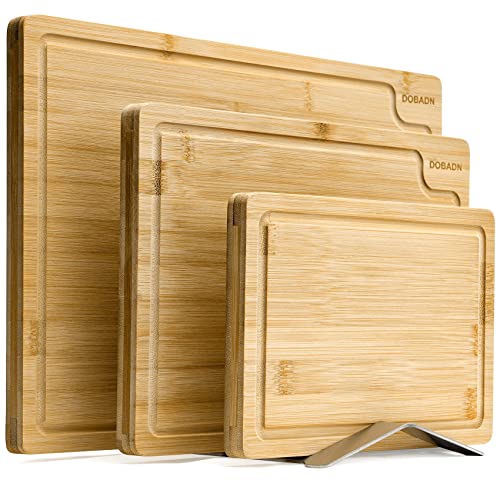 Set de 3 tablas de cortar de bambú con soporte de acero inoxidable miniatura 1