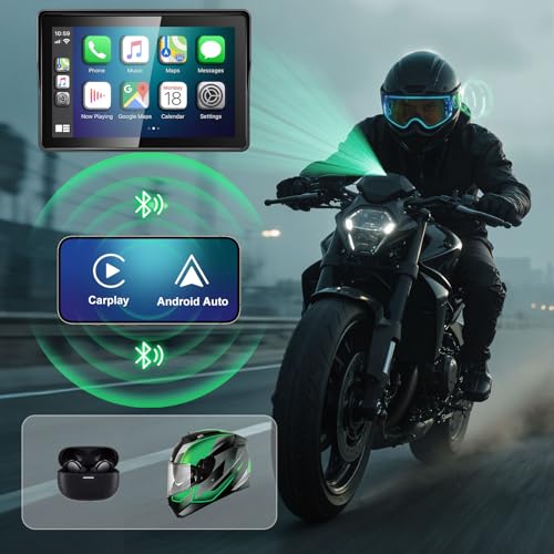 Image of 2026 YZW GPS Carplay 5 inch for Motorcycle with TPMS, Wireless CarPlay & Android Auto, GPS Nevigation, Supports Bluetooth, Siri, Google Assistant, Vioce Control, USB, IP69K HD Waterproof Touchscreen