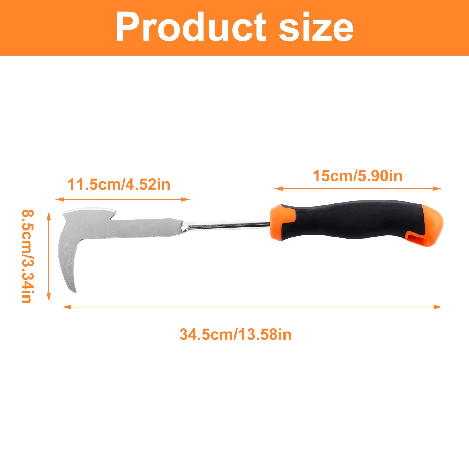 Skrobak do fug, 34 cm długości, siekierowy nóż do trawy ze stali nierdzewnej, do usuwania mchu i chwastów w fugach płyt, nóż do chwastów z ergonomicznym uchwytem