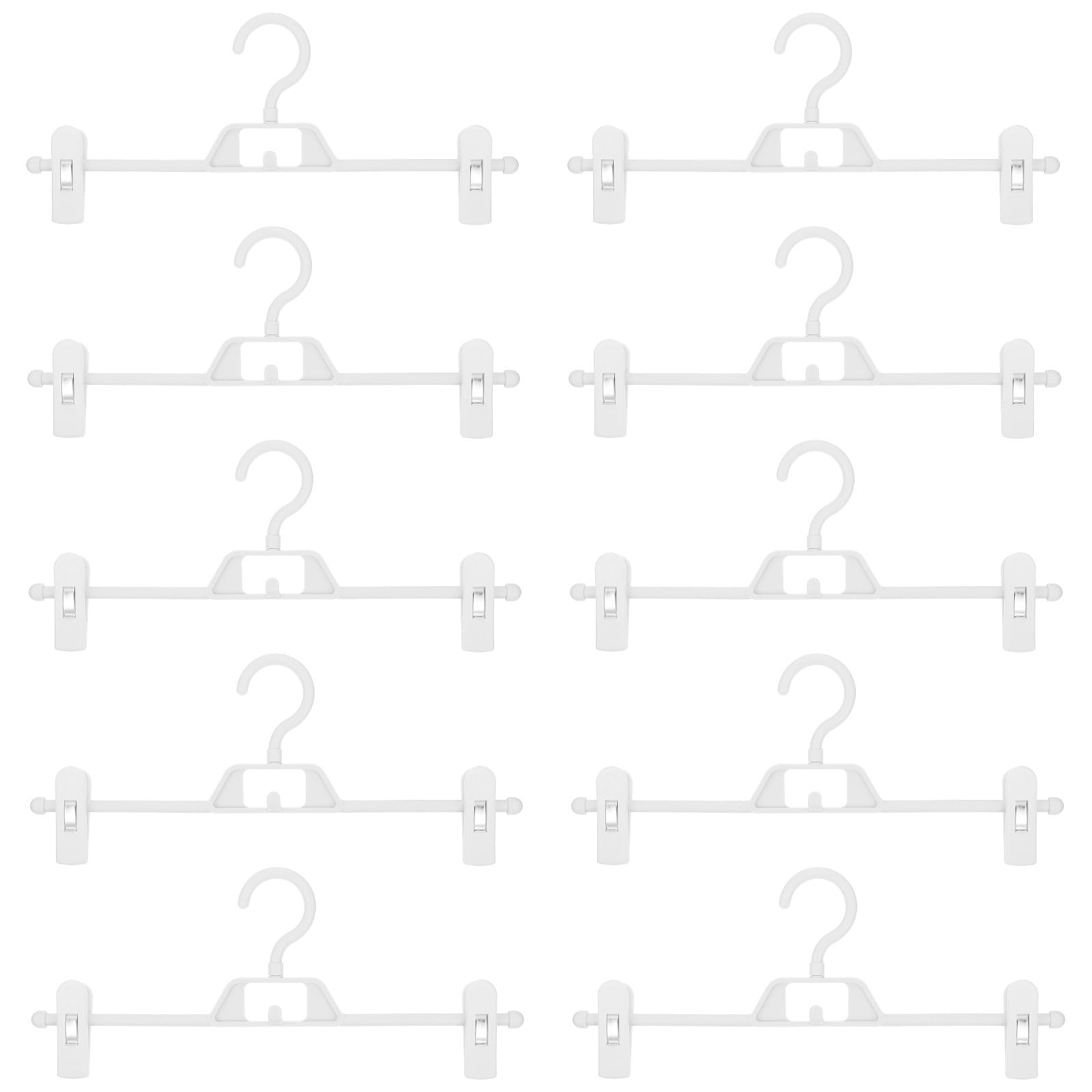 VALICLUD Set 10 Grucce Pantaloni in Plastica Bianco Clip Antiscivolo, Forza di Bloccaggio Potente, per Casa e Asciugatura Abiti