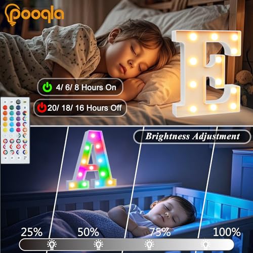 Image of Pooqla Colorful Light Up Letters with Remote, Upgraded 35 Colors LED Marquee Letters, RGB Lighted Letter for Girls Teenager Gift, Birthday, Party, Wedding, Night Light, Room, Bedroom Decor, Letter Y