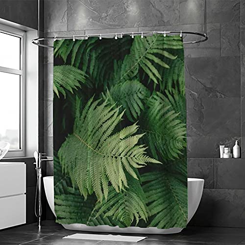 Rideau de douche polyester feuilles vertes durable avec crochets - 3