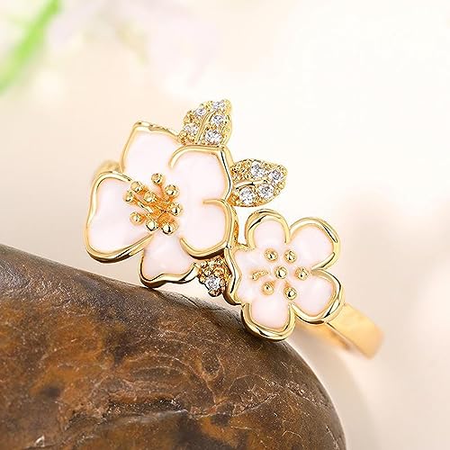 Women's Yellow Gold Plated Flower Band Ring for Wedding Engagement Promise4