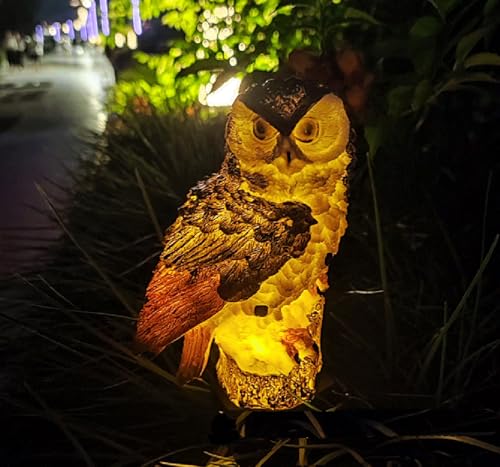 BININBOX Solar Gartenleuchten LED Eule Design Rasen Wege Solarlampen Außen Wasserdichte Landschaft Dekorative Lichter (Braune Eule)