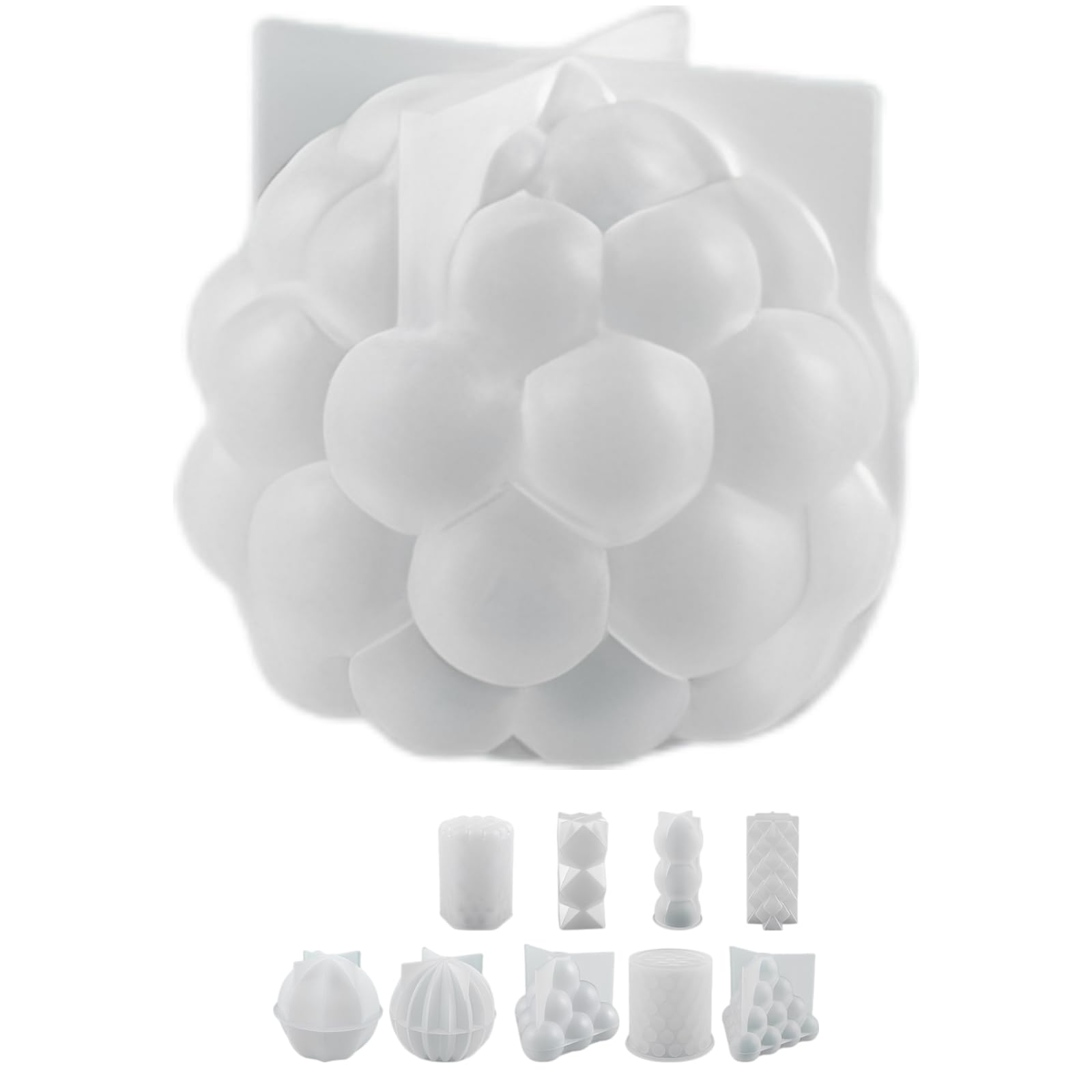 Zestaw geometrycznych modeli świec, silikonowe modele do produkcji świec, unikalne teksturowane wzory 3D do świec zapachowych DIY, odlewanie żywicy, abstrakcyjna dekoracja stołu do domu, 10 szt