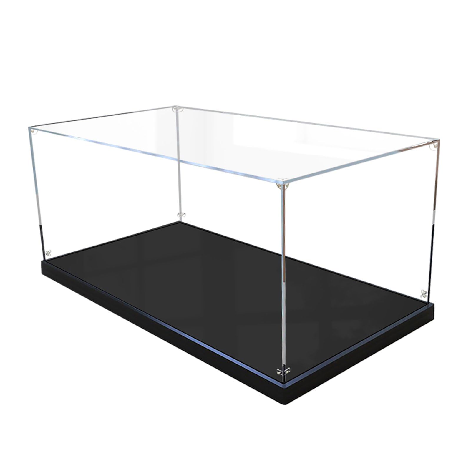 Transparente Acryl-Vitrine für Sammlerstücke, selbstmontierende Schaukästen mit schwarzem Boden, staubdichte Aufbewahrungsbox für Sammlerstücke, Actionfiguren, 35 x 35 x 25 cm (L x B x H)