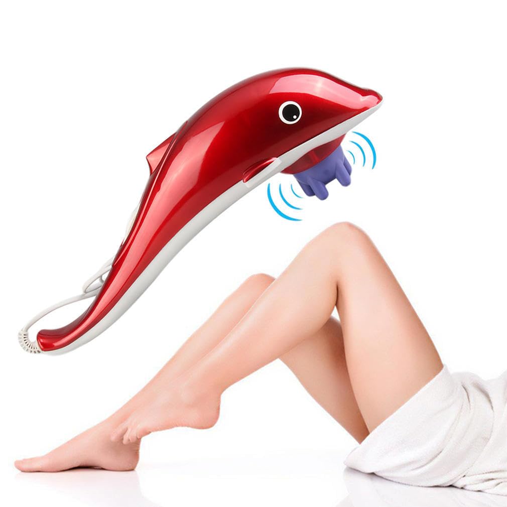Dolphin Shape Full Body Vaibration Corded Electric Pain Releif Massager, Red-image-26