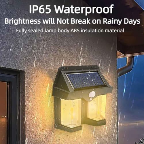 Image of Double Bulb Solar Wall Lights | Motion Sensor Auto Chargeable Exterior Double LED Sconce | Waterproof Security Lamps for Garden, Backyard, Patio, Balcony