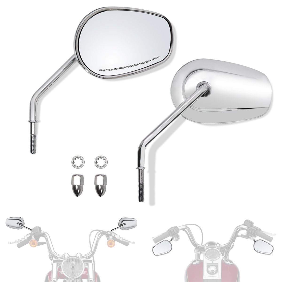 Specchietto retrovisore con filettatura 5/16 24 UNF, universale per Harley CVO Touring Softail Dyna Sportster XL 883 1200 Electra Glide Road Glide 1984-2025,cromato #2