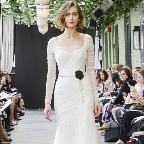 Glamorstar Pearl Belts for Women Flower Waist Belts for Dresses3