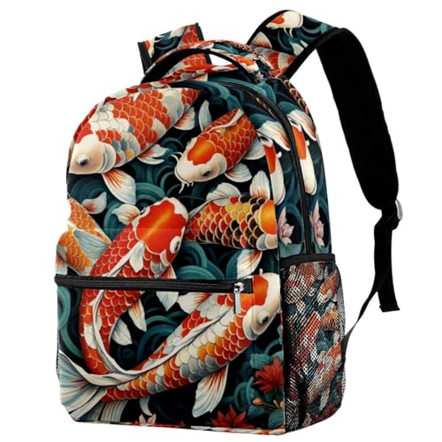 Sac à dos de voyage enfant Koi multicouleur sac scolaire porte-bouteille