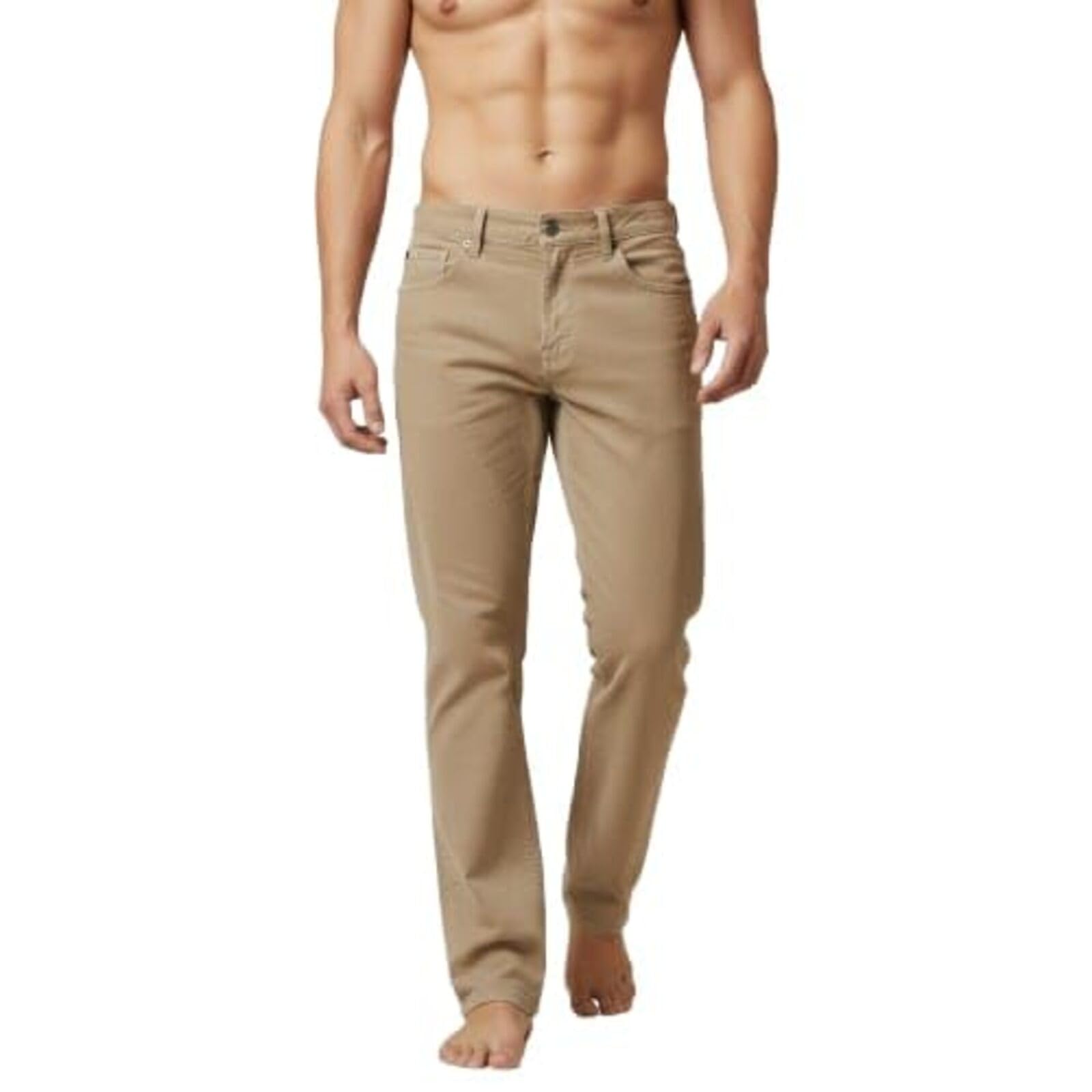 Men's Slim Fit Stretch Denim Jeans for Men | Mid Rise | Cotton Blend | 5 Pocket | Casual Wear | Beige (Brown)-picture-49