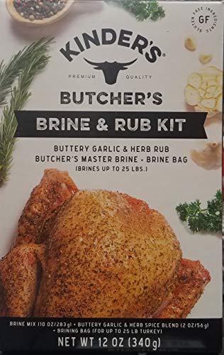 Kinder's Butcher's Turkey Brine and Rub Kit with Brining Bag, Garlic and Herb
