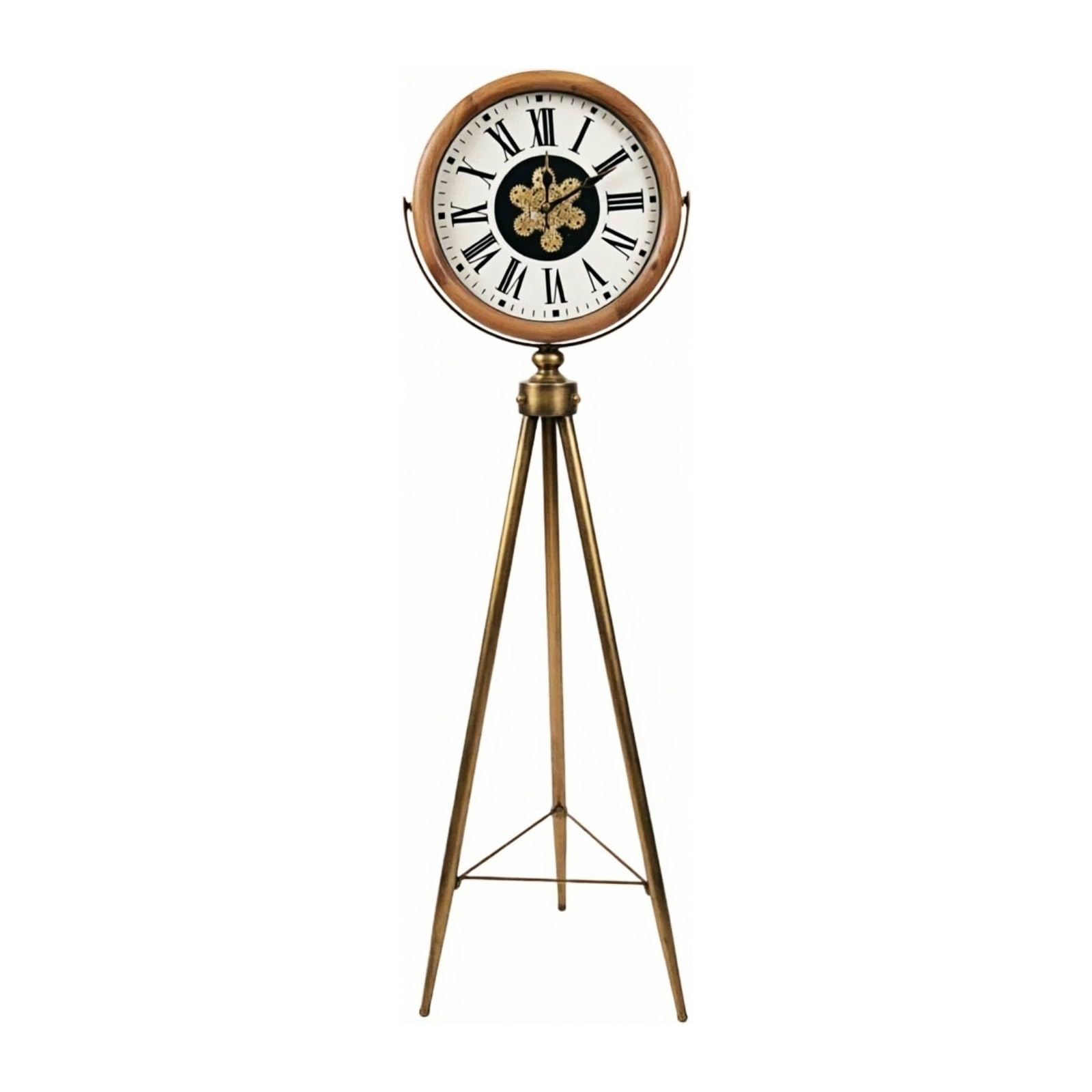 WANGHAI-666 Grandfather Clocks Metal Floor Standing Clock Tripod Roman Numeral for Living Room and Bedroom