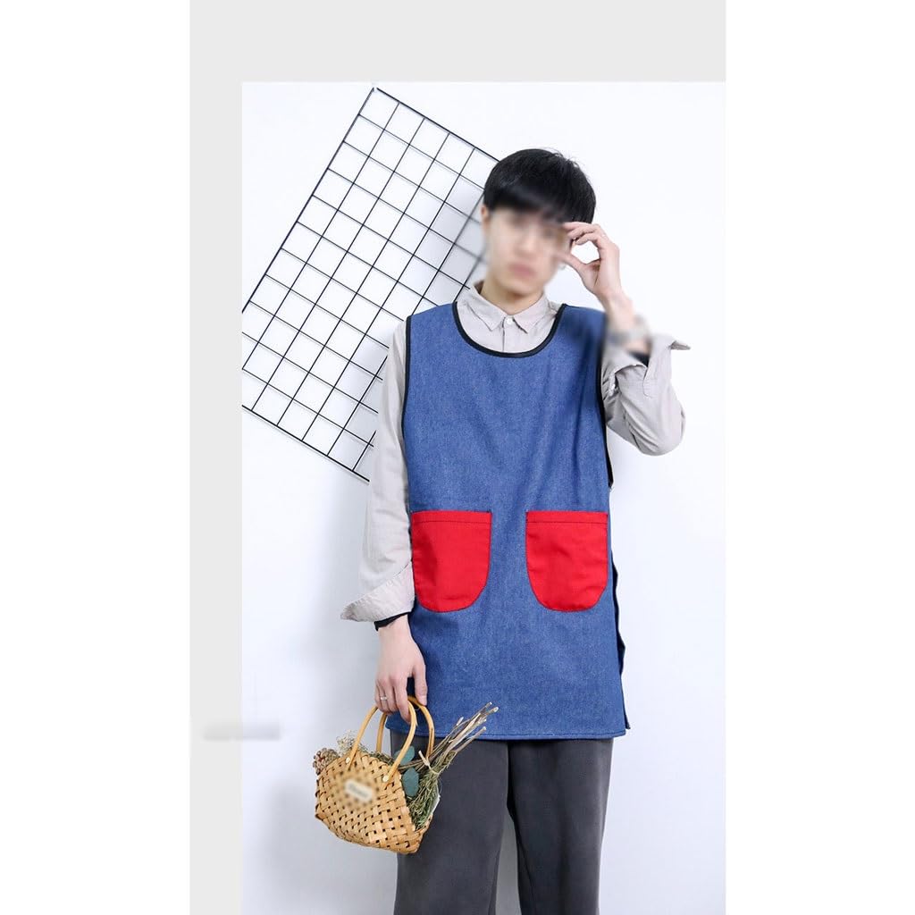 Tablier de Serveur Tablier en Denim for cuisine et maison, mode Nail Art, peinture for hommes et femmes, vêtements de travail for pâtisserie au Restaurant Tabliers de Cuisine Tablier de Chef(B)