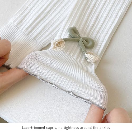 Toddler Girls Footless Knit Ribbed Tights Soft Breathable Seamless Cute Pants with Bow4