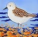 Coastal bird hand painted ceramic art tile 8x8 inches with easel back