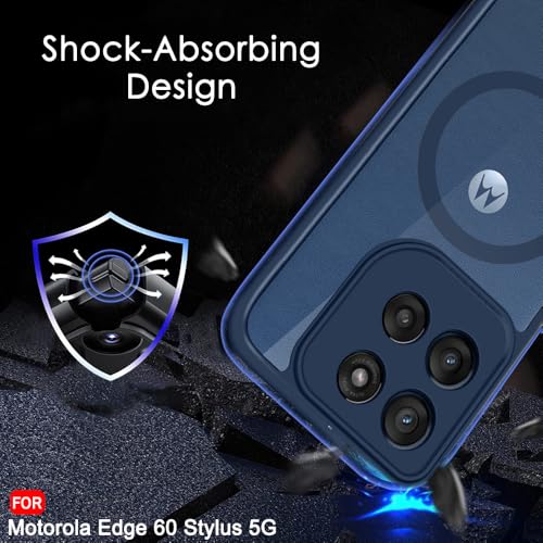 Image of TheGiftKart Hybrid Shockproof Back Cover Case for Motorola Moto Edge 60 Stylus 5G | Hard Back Cover for Motorola Edge 60 Stylus (PC & TPU, MagSafe Compatible, Transparent Clear Back, Blue Sides)