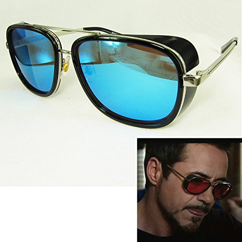 - DP Design® - OIM02. Gafas de sol de estilo Steampunk. Stark de Iron Man, aviador. Gafas perfectas para disfraces (cosplay). Lentes espejadas con protección UV400
