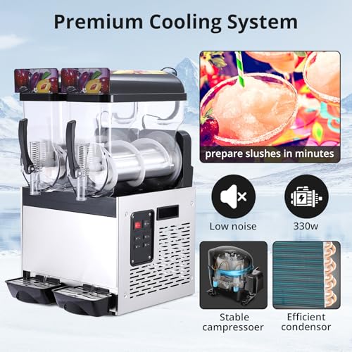 Image of Acekool Commercial Slushy Machine, 30L /8 Gal Frozen Margarita Machine, Self-Cleaning, 700W Stainless Steel Slushy Machine for Snow Melts, Cocktails, Homes, Coffee Shops, Restaurants