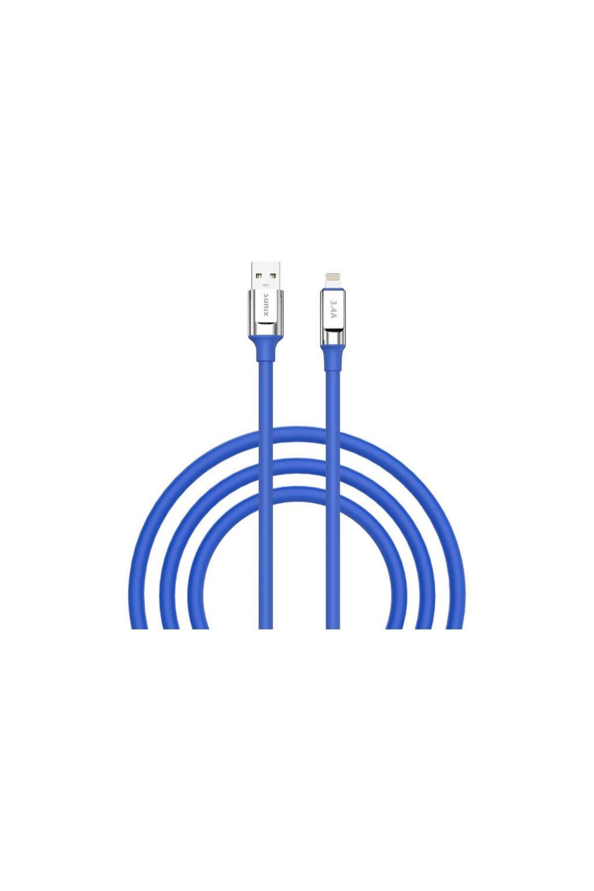 Sunix 3.4A Lightning Şarj Ve Data Kablosu Mavi Sc-64