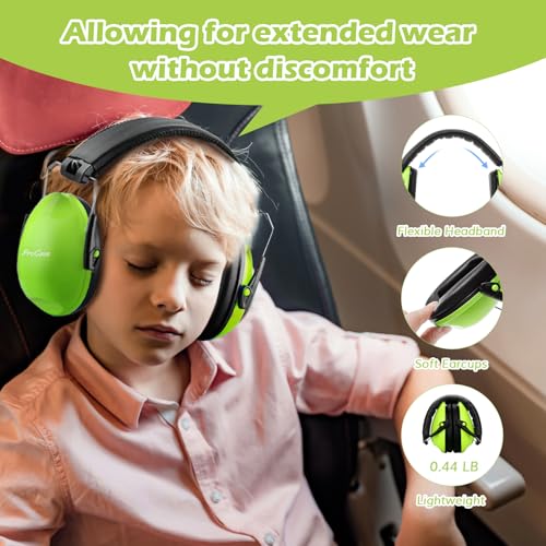Image of ProCase Noise Cancelling Headphones for Kids Toddler, SNR 27dB Noise Reduction Ear Muffs, Hearing Protection for Monster Jam, Concerts, Fireworks, Shooting, Air Show, Autism Sensory Needs -Green